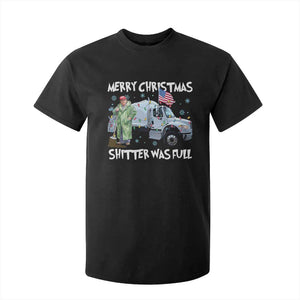 Funny Trump Christmas T Shirt For Kid Merry Christmas Shitter Was Full Garbage Truck TS11 Black Print Your Wear