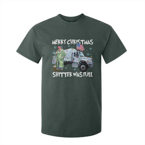 Funny Trump Christmas T Shirt For Kid Merry Christmas Shitter Was Full Garbage Truck TS11 Dark Forest Green Print Your Wear