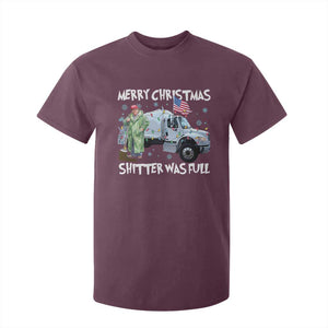 Funny Trump Christmas T Shirt For Kid Merry Christmas Shitter Was Full Garbage Truck TS11 Maroon Print Your Wear