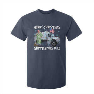 Funny Trump Christmas T Shirt For Kid Merry Christmas Shitter Was Full Garbage Truck TS11 Navy Print Your Wear