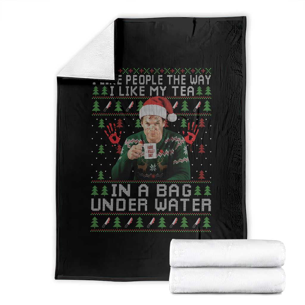 Funny Christmas Crime Drama Throw Blanket I Like People The Way I Like My Tea In A Bag Under Water TS11 Black Print Your Wear