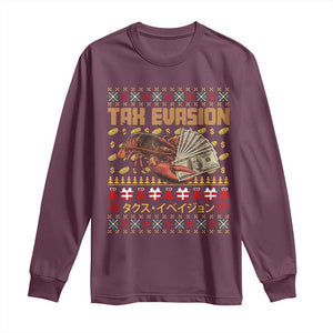 Tax Evasion Lobster Christmas Long Sleeve Shirt Funny Sarcasm Oddly Specific Meme TS11 Maroon Print Your Wear