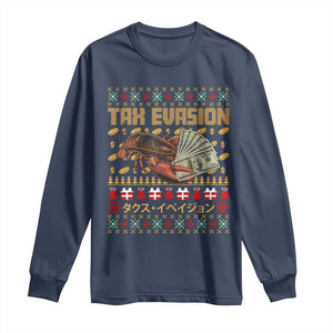 Tax Evasion Lobster Christmas Long Sleeve Shirt Funny Sarcasm Oddly Specific Meme TS11 Navy Print Your Wear
