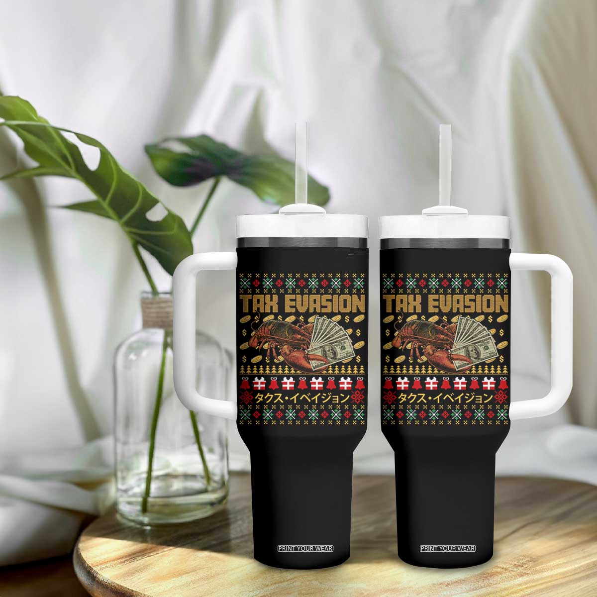 Tax Evasion Lobster Christmas Tumbler With Handle Funny Sarcasm Oddly Specific Meme TS11 Print Your Wear