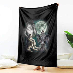 Funny Three Alpha Wolf Howling Moon Throw Blanket Weird Cringe Werewolf Meme TS11 Print Your Wear