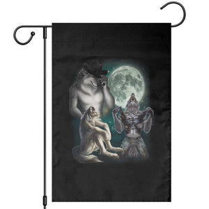 Funny Three Alpha Wolf Howling Moon Garden Flag Weird Cringe Werewolf Meme TS11 Black Print Your Wear