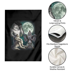 Funny Three Alpha Wolf Howling Moon Garden Flag Weird Cringe Werewolf Meme TS11 Print Your Wear