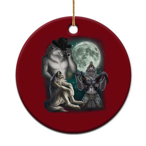 Funny Three Alpha Wolf Howling Moon Ceramic Ornament Weird Cringe Werewolf Meme TS11 1pc Red Print Your Wear