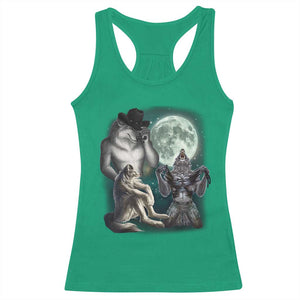 Funny Three Alpha Wolf Howling Moon Racerback Tank Top Weird Cringe Werewolf Meme TS11 Irish Green Print Your Wear