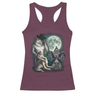 Funny Three Alpha Wolf Howling Moon Racerback Tank Top Weird Cringe Werewolf Meme TS11 Maroon Print Your Wear
