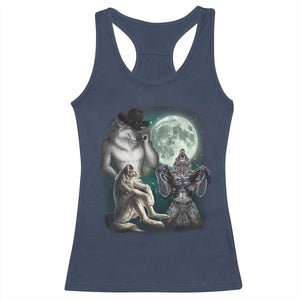 Funny Three Alpha Wolf Howling Moon Racerback Tank Top Weird Cringe Werewolf Meme TS11 Navy Print Your Wear