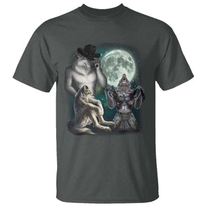 Funny Three Alpha Wolf Howling Moon T Shirt Weird Cringe Werewolf Meme TS11 Dark Heather Print Your Wear