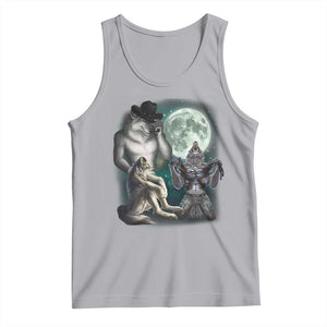 Funny Three Alpha Wolf Howling Moon Tank Top Weird Cringe Werewolf Meme TS11 Athletic Heather Print Your Wear