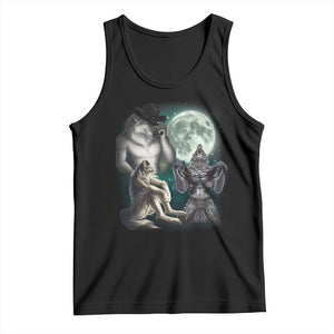 Funny Three Alpha Wolf Howling Moon Tank Top Weird Cringe Werewolf Meme TS11 Black Print Your Wear