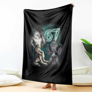 Funny 67 Alpha Wolf Throw Blanket Cringe Werewolf Howling Six Seven Meme TS11 Print Your Wear