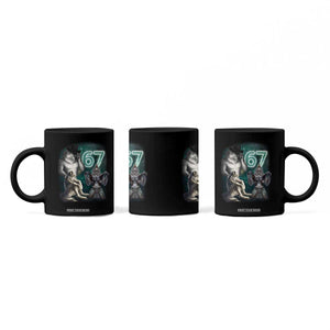 Funny 67 Alpha Wolf Coffee Mug Cringe Werewolf Howling Six Seven Meme TS11 Print Your Wear