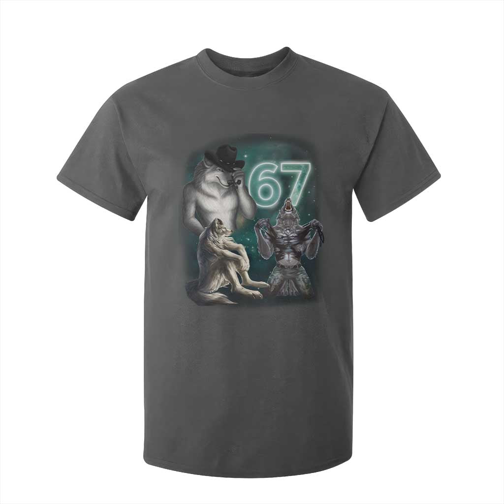 Funny 67 Alpha Wolf T Shirt For Kid Cringe Werewolf Howling Six Seven Meme TS11 Dark Heather Print Your Wear