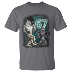 Funny 67 Alpha Wolf T Shirt Cringe Werewolf Howling Six Seven Meme TS11 Charcoal Print Your Wear