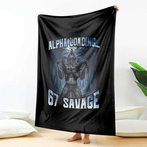 Funny 67 Alpha Wolf Throw Blanket Alpha Loading 67 Savage Six Seven Gen Z Meme TS11 Print Your Wear