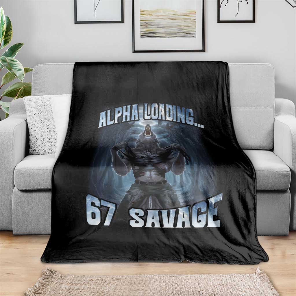 Funny 67 Alpha Wolf Throw Blanket Alpha Loading 67 Savage Six Seven Gen Z Meme TS11 Print Your Wear
