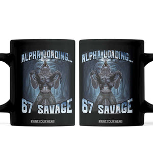 Funny 67 Alpha Wolf Coffee Mug Alpha Loading 67 Savage Six Seven Gen Z Meme TS11 Black Print Your Wear