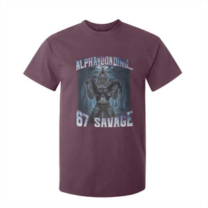 Funny 67 Alpha Wolf T Shirt For Kid Alpha Loading 67 Savage Six Seven Gen Z Meme TS11 Maroon Print Your Wear