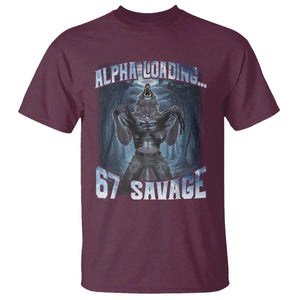 Funny 67 Alpha Wolf T Shirt Alpha Loading 67 Savage Six Seven Gen Z Meme TS11 Maroon Print Your Wear