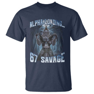 Funny 67 Alpha Wolf T Shirt Alpha Loading 67 Savage Six Seven Gen Z Meme TS11 Navy Print Your Wear