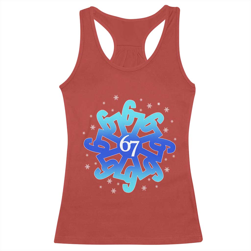 Funny 67 Christmas Snowflake Racerback Tank Top Six Seven Meme Xmas TS11 Red Print Your Wear