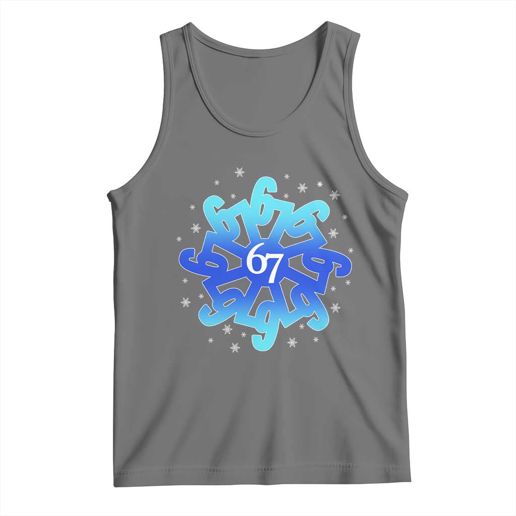 Funny 67 Christmas Snowflake Tank Top Six Seven Meme Xmas TS11 Black Heather Print Your Wear