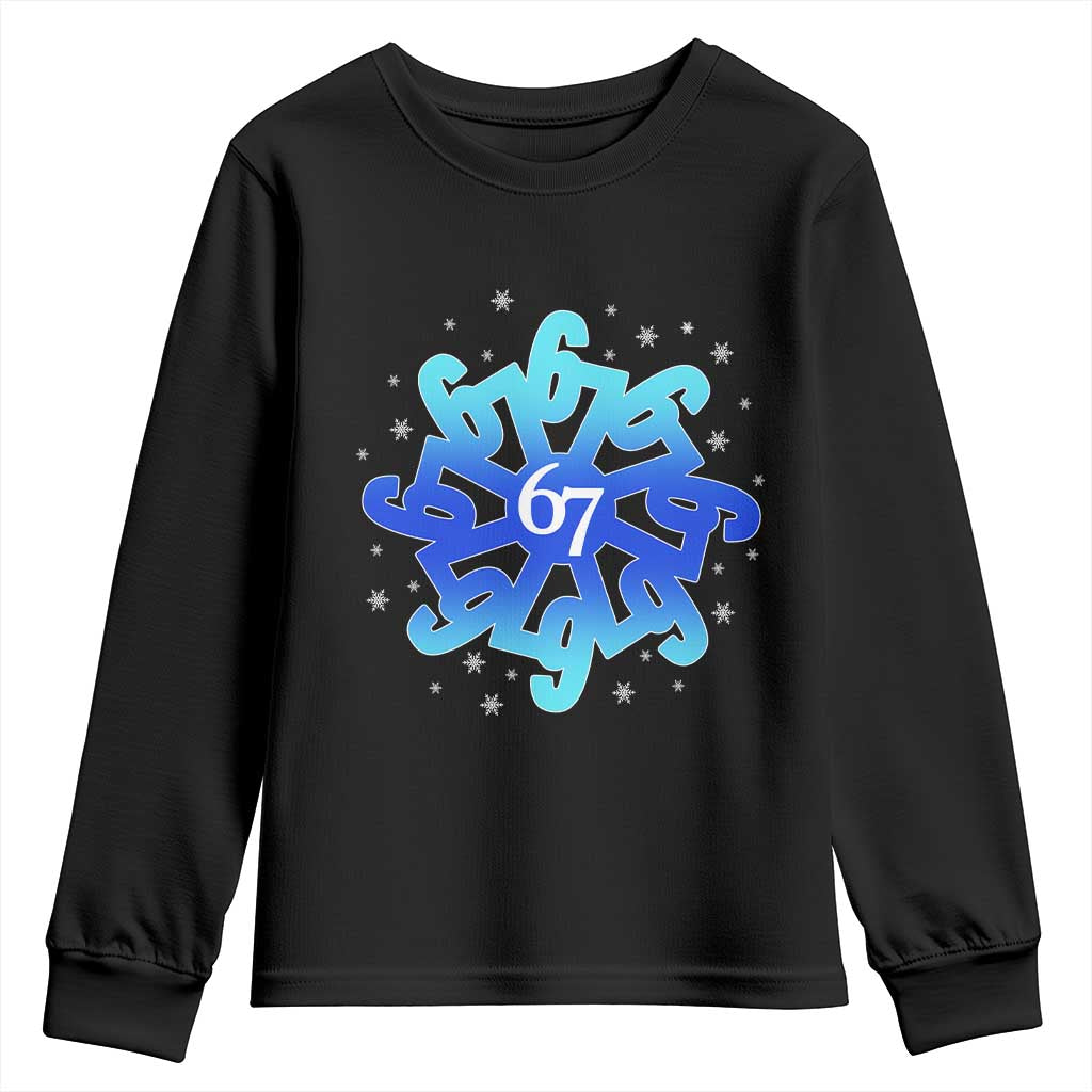Funny 67 Christmas Snowflake Youth Sweatshirt Six Seven Meme Xmas TS11 Black Print Your Wear