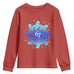 Funny 67 Christmas Snowflake Youth Sweatshirt Six Seven Meme Xmas TS11 Red Print Your Wear