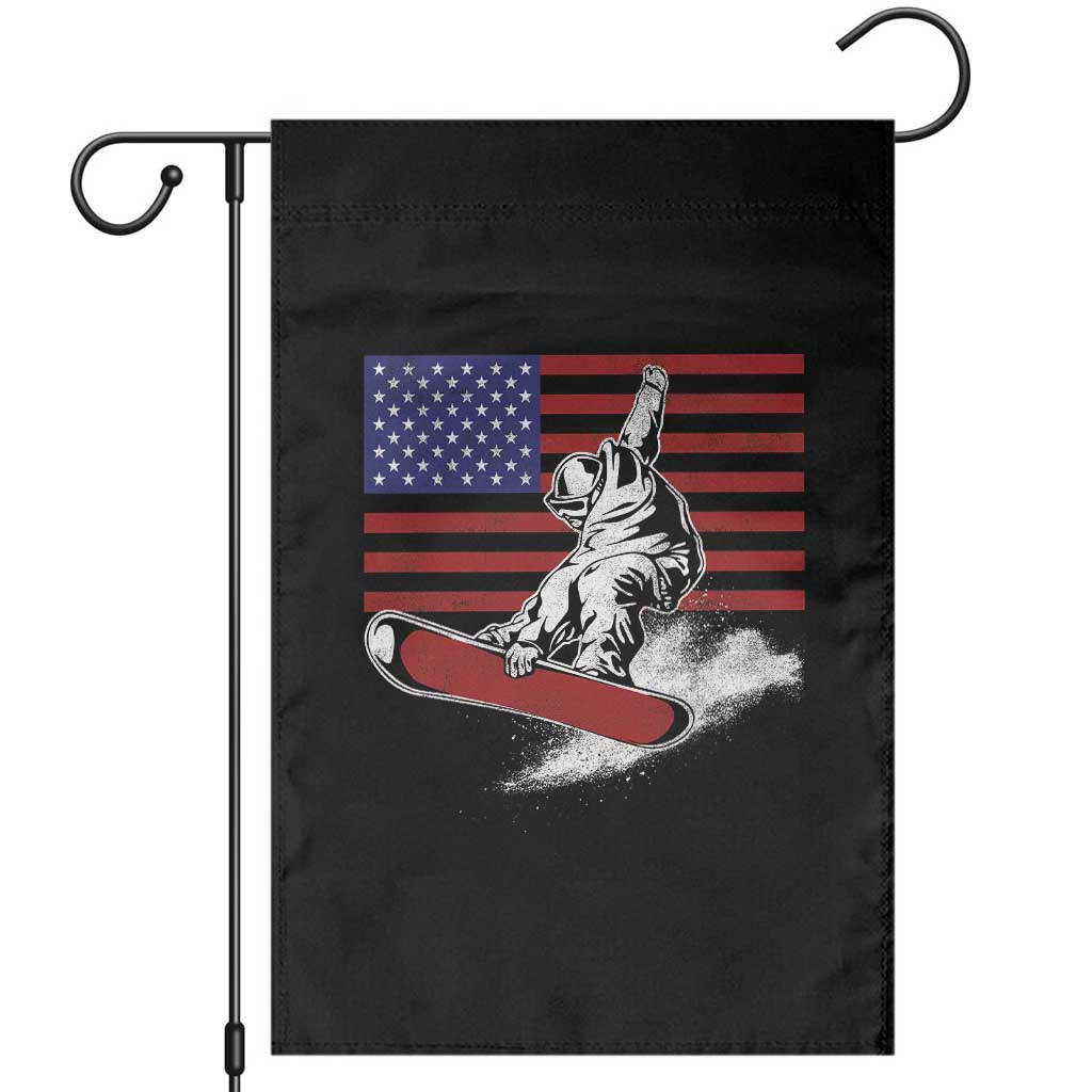 Funny Snowboarding Lover American Flag Winter Sport Garden Flag TS11 Black Print Your Wear