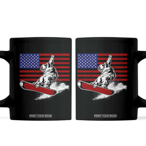Funny Snowboarding Lover American Flag Winter Sport Coffee Mug TS11 Black Print Your Wear