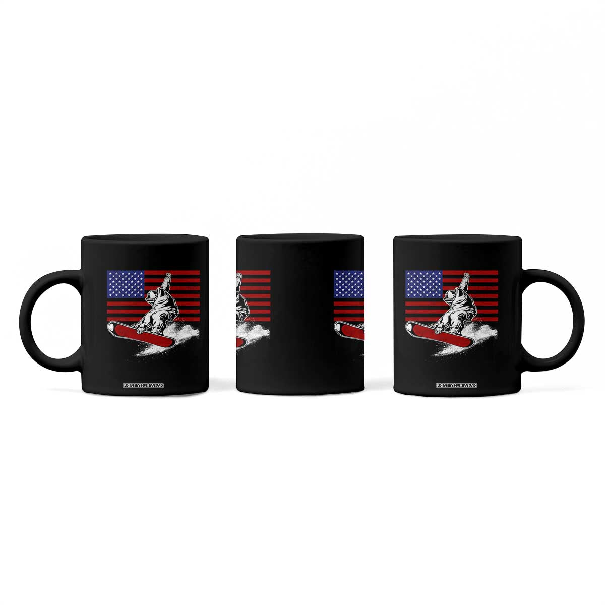 Funny Snowboarding Lover American Flag Winter Sport Coffee Mug TS11 Print Your Wear
