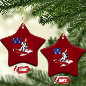 Funny Snowboarding Lover American Flag Winter Sport Ceramic Ornament TS11 Print Your Wear