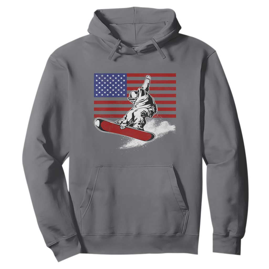 Funny Snowboarding Lover American Flag Winter Sport Hoodie TS11 Charcoal Print Your Wear