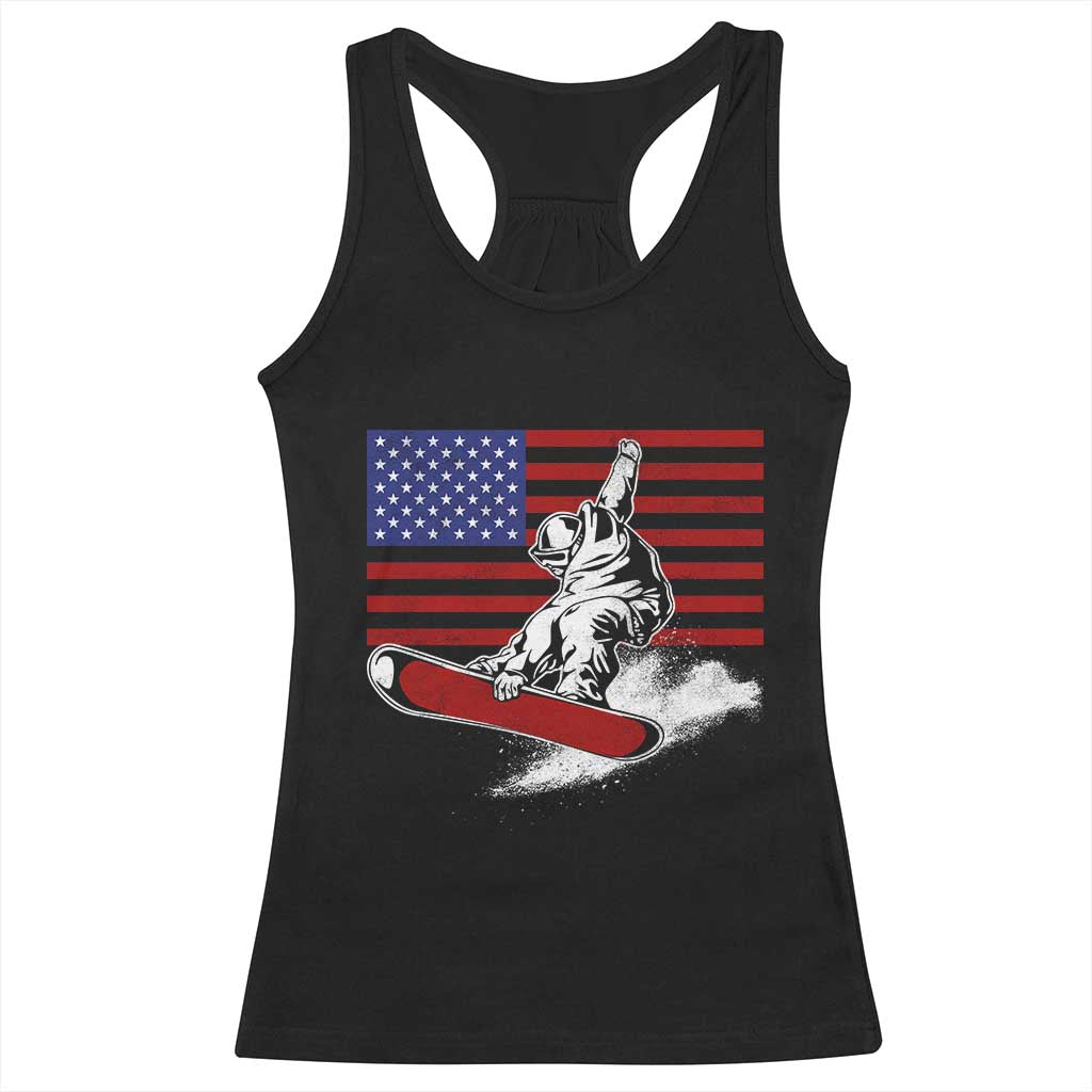 Funny Snowboarding Lover American Flag Winter Sport Racerback Tank Top TS11 Black Print Your Wear