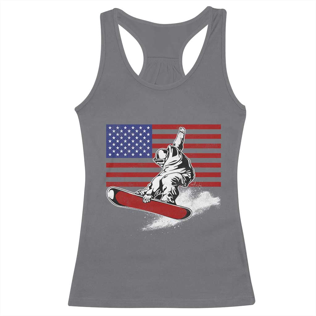 Funny Snowboarding Lover American Flag Winter Sport Racerback Tank Top TS11 Charcoal Print Your Wear