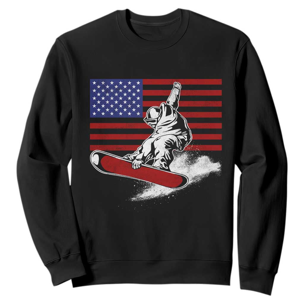 Funny Snowboarding Lover American Flag Winter Sport Sweatshirt TS11 Black Print Your Wear