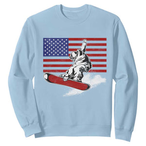 Funny Snowboarding Lover American Flag Winter Sport Sweatshirt TS11 Light Blue Print Your Wear