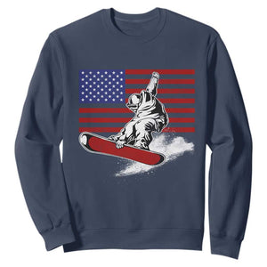 Funny Snowboarding Lover American Flag Winter Sport Sweatshirt TS11 Navy Print Your Wear