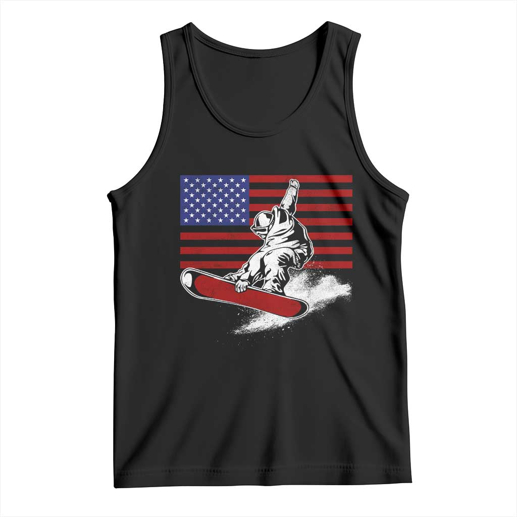Funny Snowboarding Lover American Flag Winter Sport Tank Top TS11 Black Print Your Wear