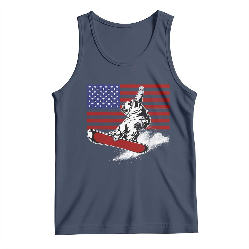 Funny Snowboarding Lover American Flag Winter Sport Tank Top TS11 Navy Print Your Wear