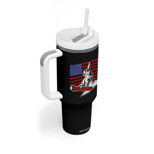 Funny Snowboarding Lover American Flag Winter Sport Tumbler With Handle TS11 Print Your Wear