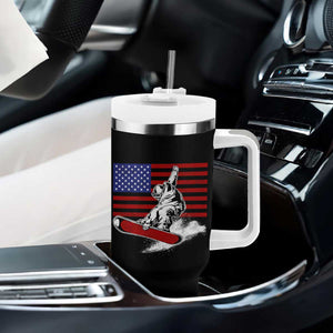 Funny Snowboarding Lover American Flag Winter Sport Tumbler With Handle TS11 Print Your Wear