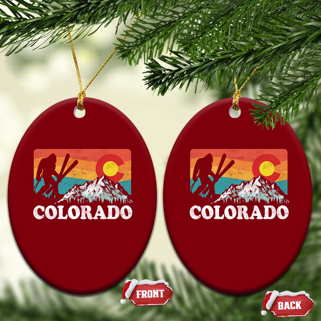 Funny Colorado Skiing Bigfoot Snow Mountain Winter Sport Ceramic Ornament TS11 Print Your Wear