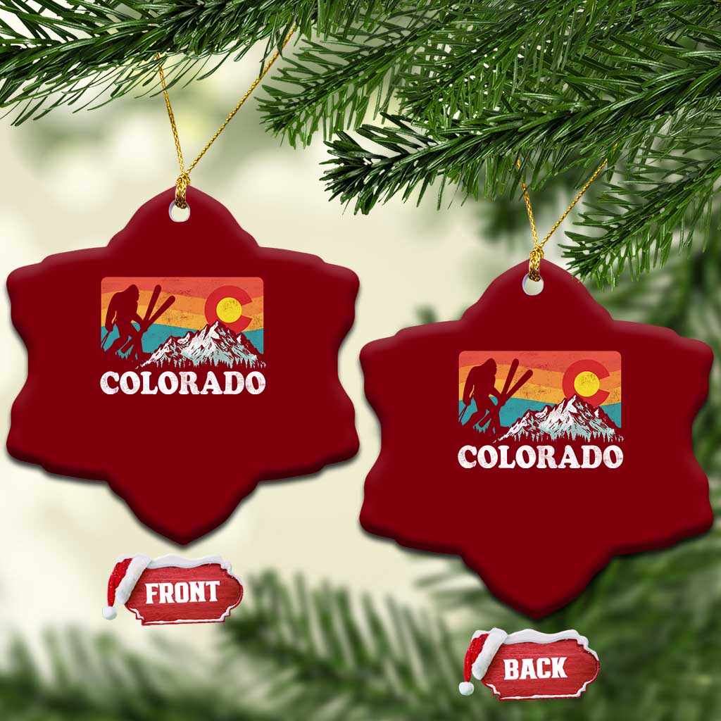 Funny Colorado Skiing Bigfoot Snow Mountain Winter Sport Ceramic Ornament TS11 Print Your Wear