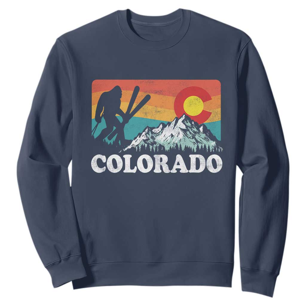 Funny Colorado Skiing Bigfoot Snow Mountain Winter Sport Sweatshirt TS11 Navy Print Your Wear