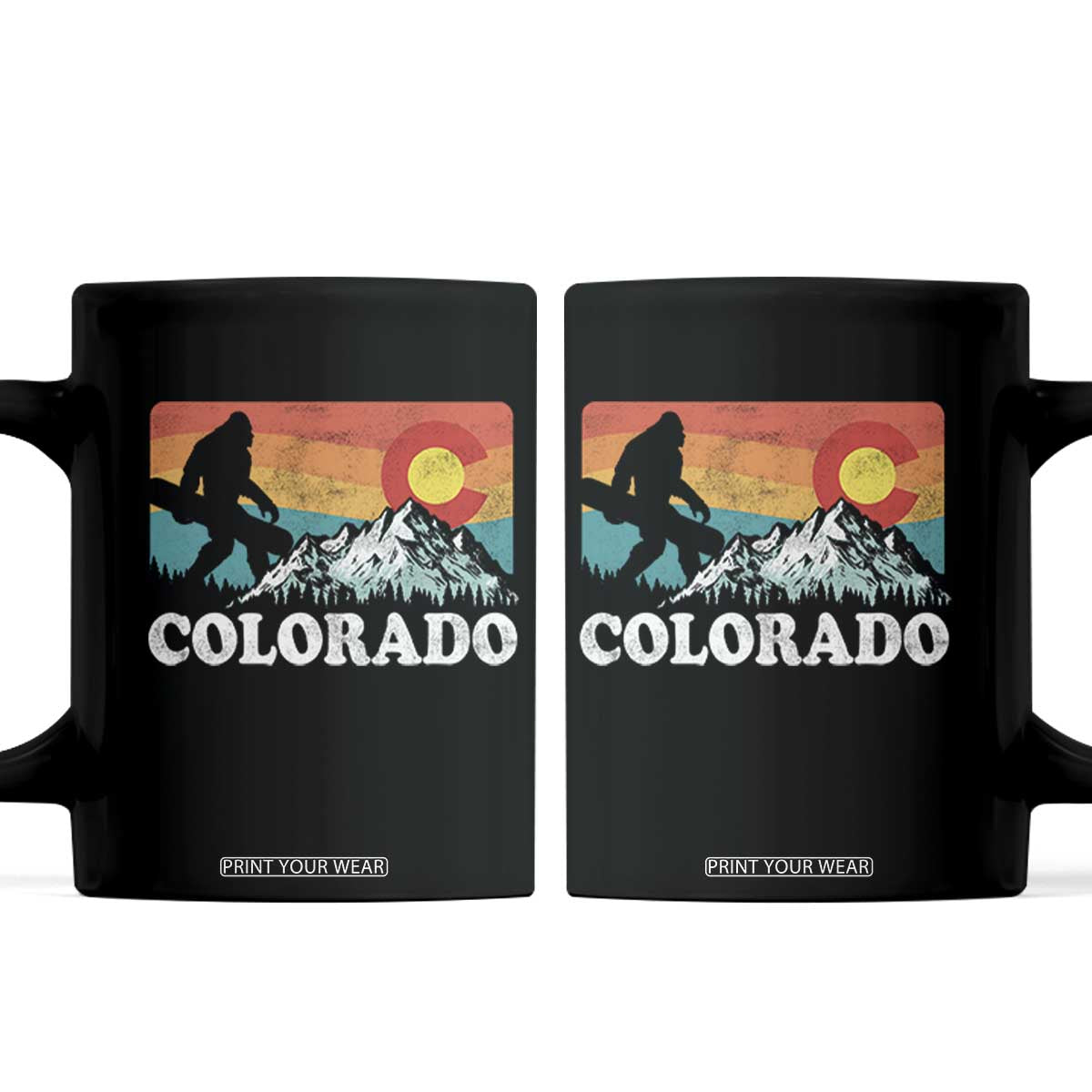 Funny Colorado Snowboarding Bigfoot Mountain Winter Sport Coffee Mug TS11 Black Print Your Wear
